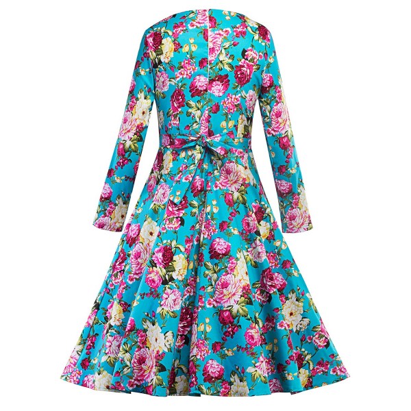 Floral Long Sleeves Skater Dress