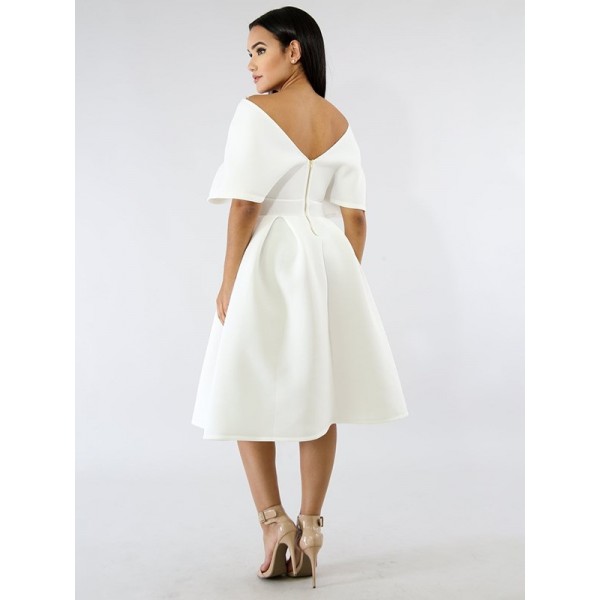 Fashion Midi Pleated V-Neck Maxi Dress